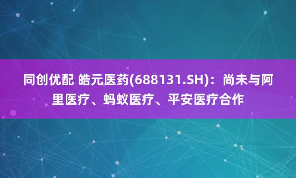 同创优配 皓元医药(688131.SH)：尚未与阿里医疗、蚂蚁医疗、平安医疗合作
